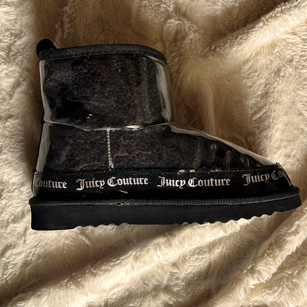 Black Juicy Couture Boots - Sherpa + Vinyl